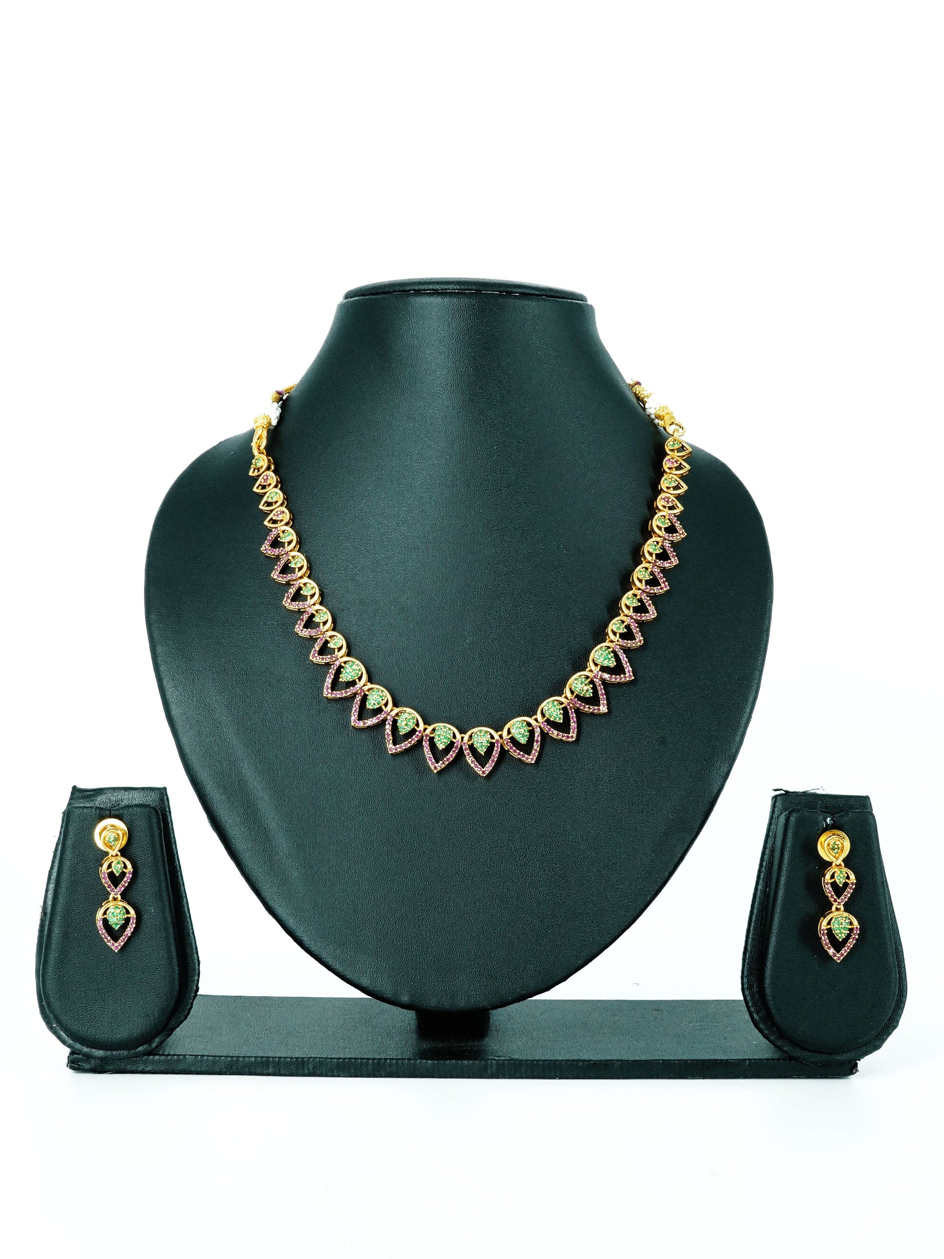23.5kt Guaranteed Gold plated Trending designs Short AD necklace set 12597N