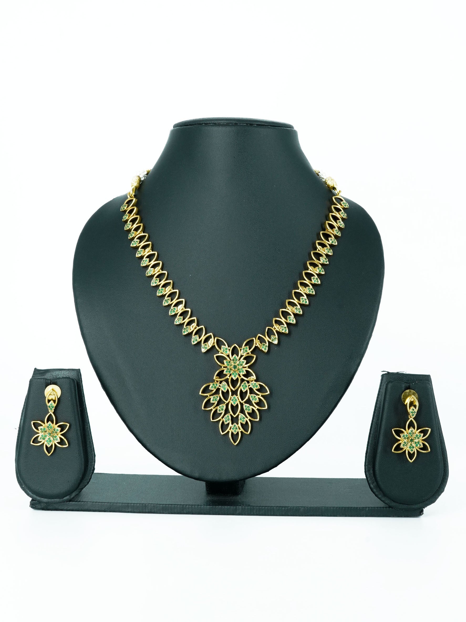 23.5kt Guaranteed Gold plated Trending designs Short AD necklace set 12783N