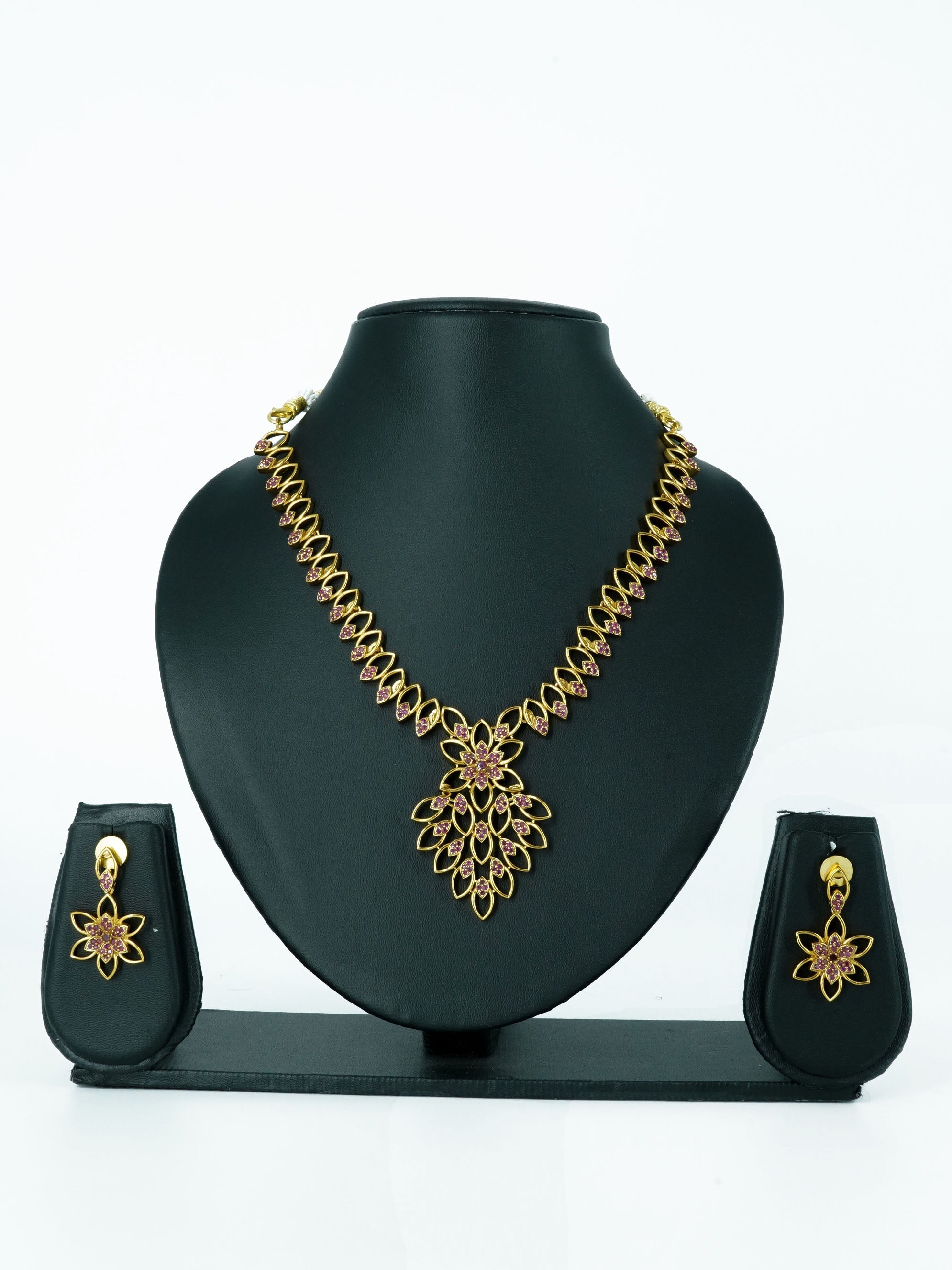 23.5kt Guaranteed Gold plated Trending designs Short AD necklace set 12783N
