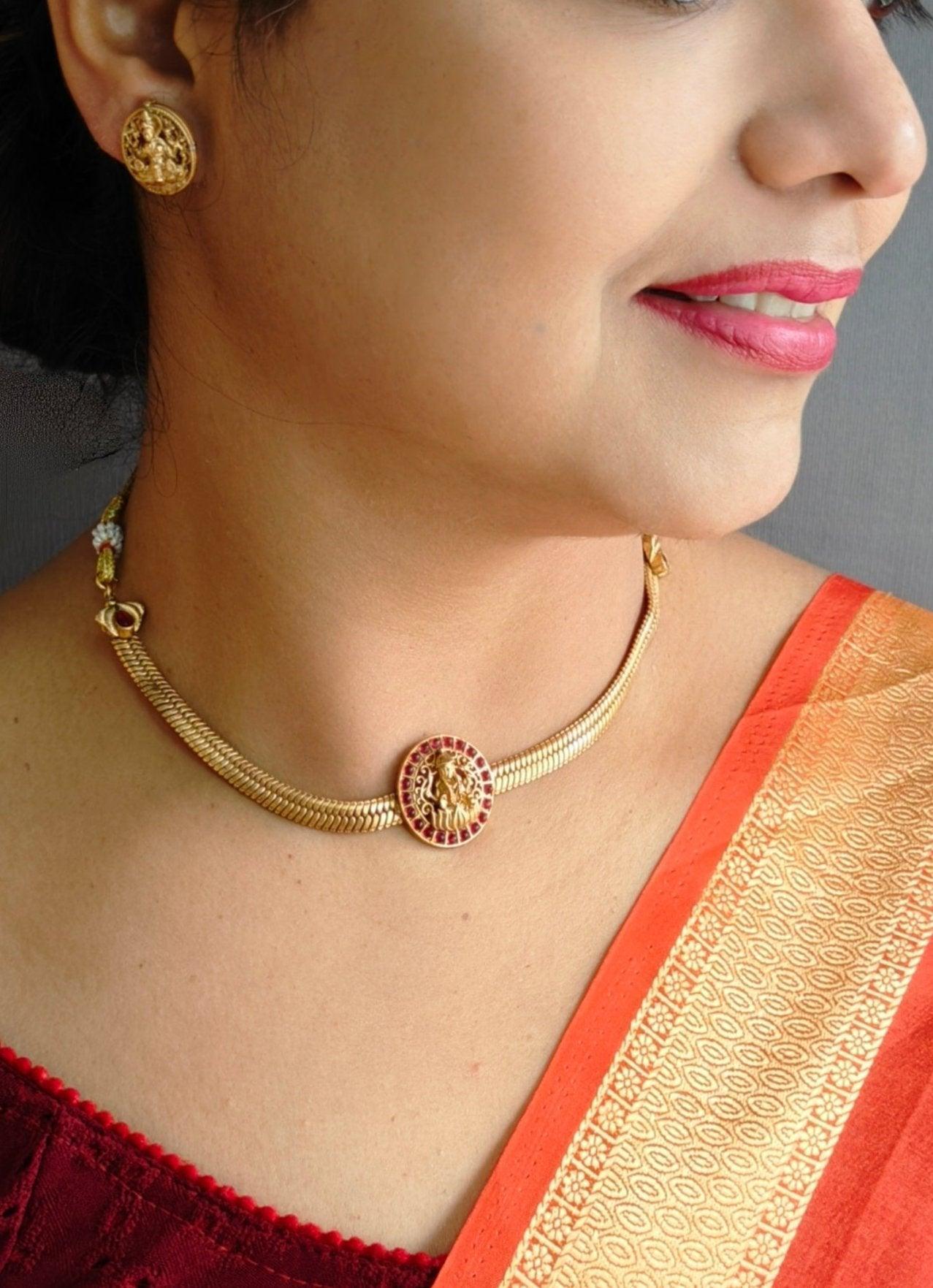 Earring Simple Gold Neck Choker Gold Plated Sleek Simple Choker