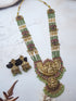 Premium Gold Plated Long Haram Necklace Set with Green Crystal Mala
