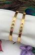 Italian design sleek gold plated with CZ stones Set of 2 bangles