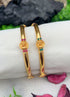 Italian design Kasu sleek gold plated with CZ stones Set of 2 bangles