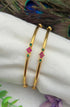 Italian design sleek gold plated with CZ stones Set of 2 bangles