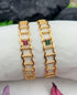 Italian design sleek gold plated with CZ stones Set of 2 bangles