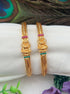 Italian design sleek gold plated with CZ stones Set of 2 bangles