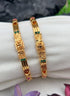 Italian design sleek gold plated with CZ stones Set of 2 bangles