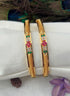 Italian design sleek gold plated with CZ stones Set of 2 bangles