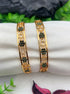Italian design sleek gold plated with CZ stones Set of 2 bangles