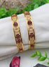 Italian design sleek gold plated with CZ stones Set of 2 bangles