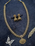 Premium Antique Gold Finish Long Lakshmi Haram Necklace Set