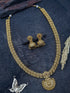 Premium Antique Gold Finish Long Lakshmi Haram Necklace Set