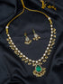 Premium Gold Plated Turqoise Mozannite stone CZ Necklace Set  0825