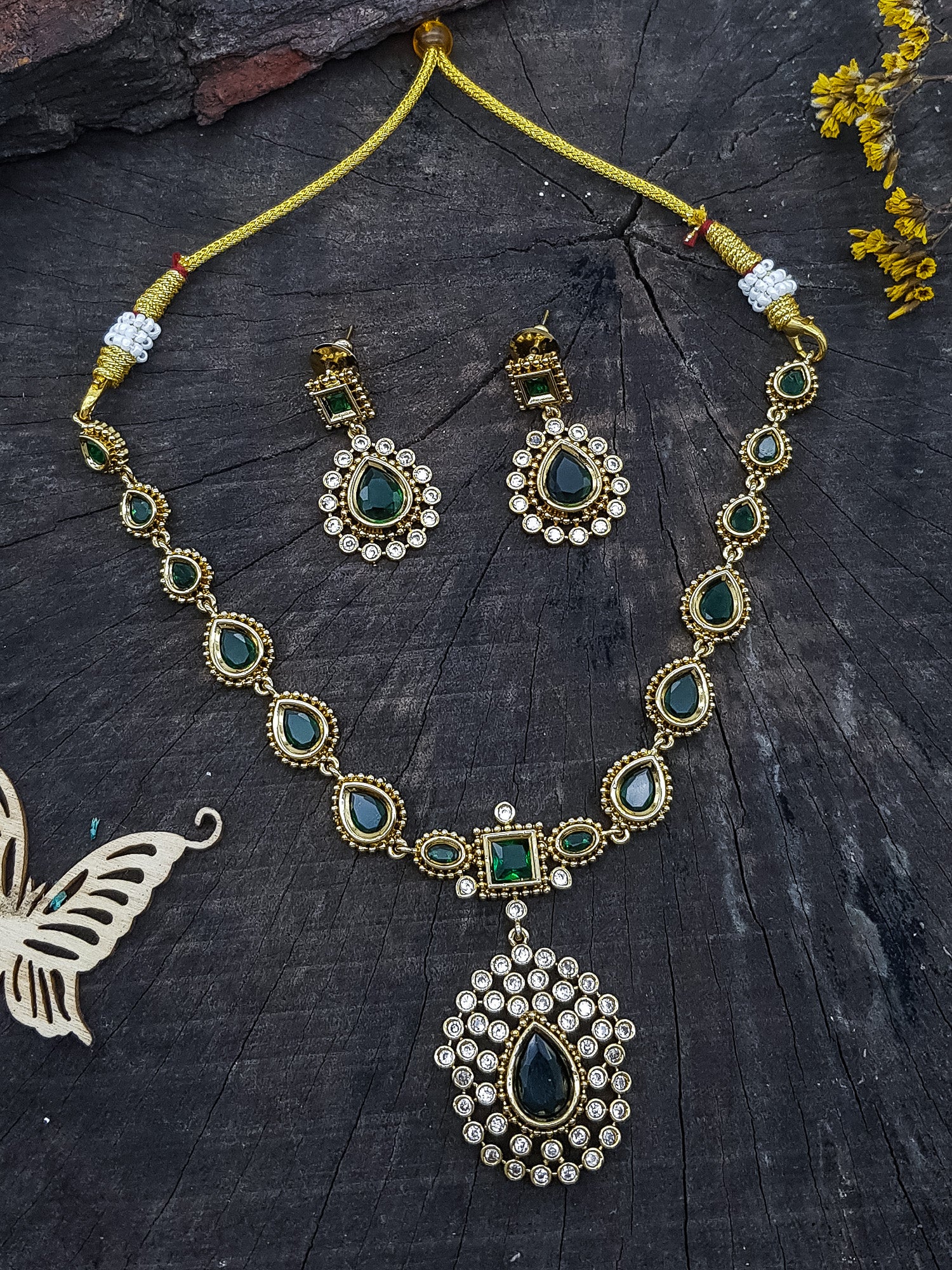 Jyothika Mam Inspired Emerald Green Set Long and short