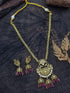Premium Gold Plated Classic  Medium Necklace Set with pink drops pastel