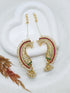 Gold Plated Pearl Ruby white cz stone bluetooth jhumka/ Earring