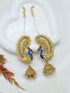 Gold Plated Pearl Ruby white cz stone bluetooth jhumka/ Earring