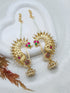 Gold Plated Pearl Ruby white cz stone bluetooth jhumka/ Earring