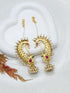 Gold Plated Pearl Ruby white cz stone bluetooth jhumka/ Earring
