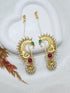 Gold Plated Pearl Ruby white cz stone bluetooth jhumka/ Earring