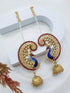 Gold Plated Pearl Ruby white cz stone bluetooth jhumka/ Earring
