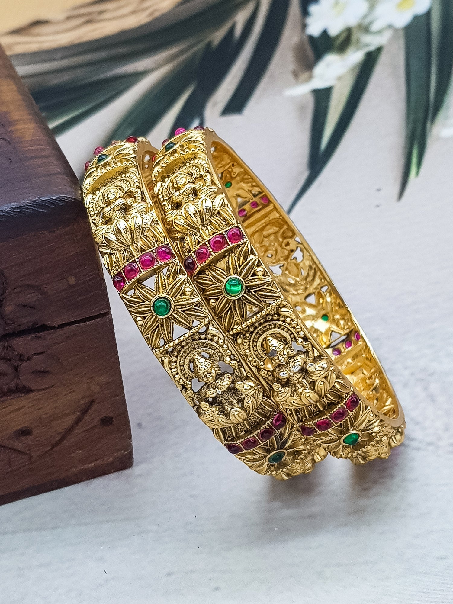 Multicolor Stone fitted Set of 2 Laxmi bangles