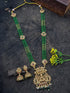 Gold Plated Remium Necklace Set with Green Crystal Maala  0825