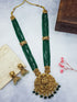 Gold Plated premium Necklace Set with green crystal Maala