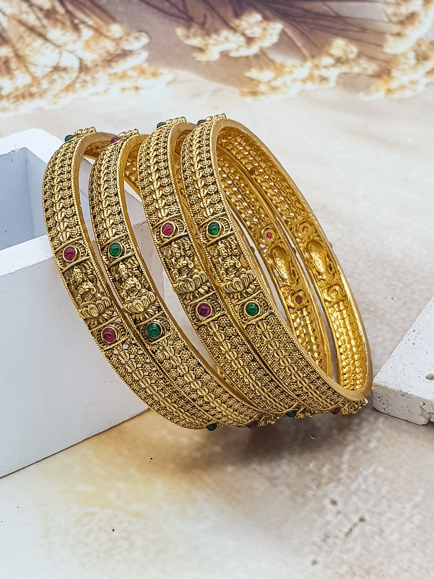 Gold Plated Set of 4 Laxmi bangles