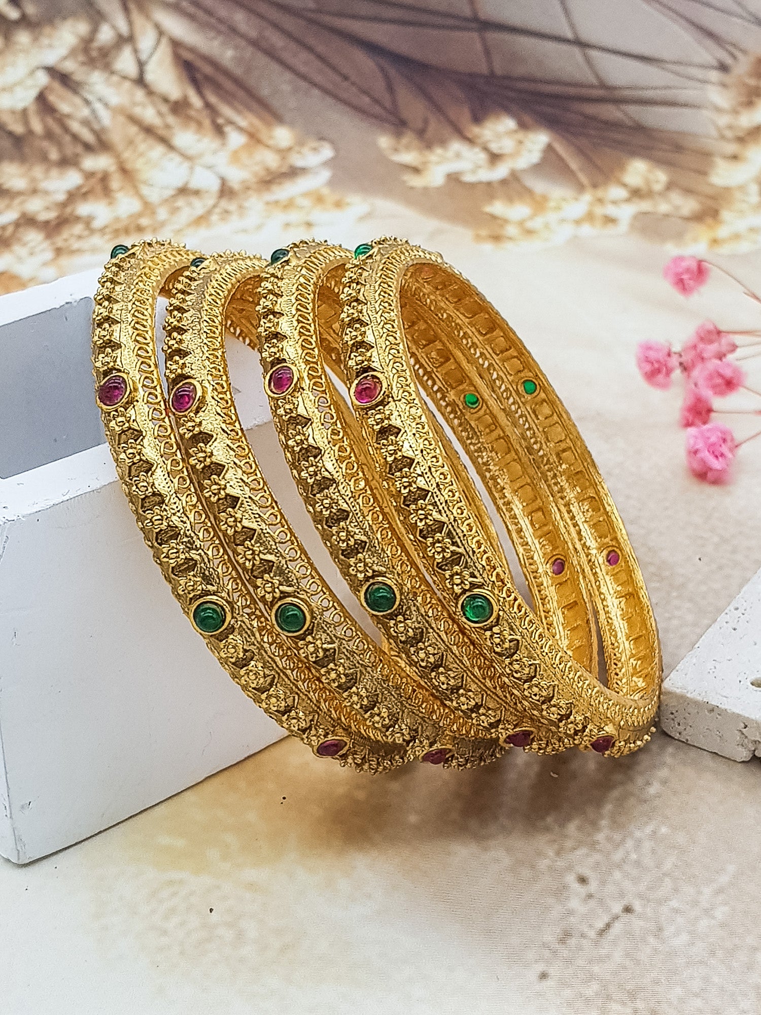Gold Plated Classic Set of 4 Bangles