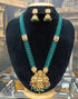 Gold Plated premium Necklace Set with green crystal Maala