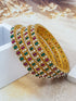 Gold Plated Set of 4 Bangles with Pearls and Stones