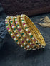 Gold Plated Set of 4 Bangles with Pearls and Oval Stones