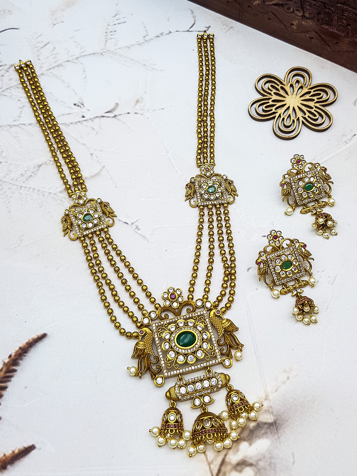 Premium Gold plated Trending Ball chain necklace set