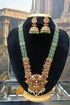 Gold Plated premium Necklace Set with Mint green crystal Maala