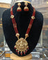 Gold Plated premium Necklace Set with Maroon Crystal Maala