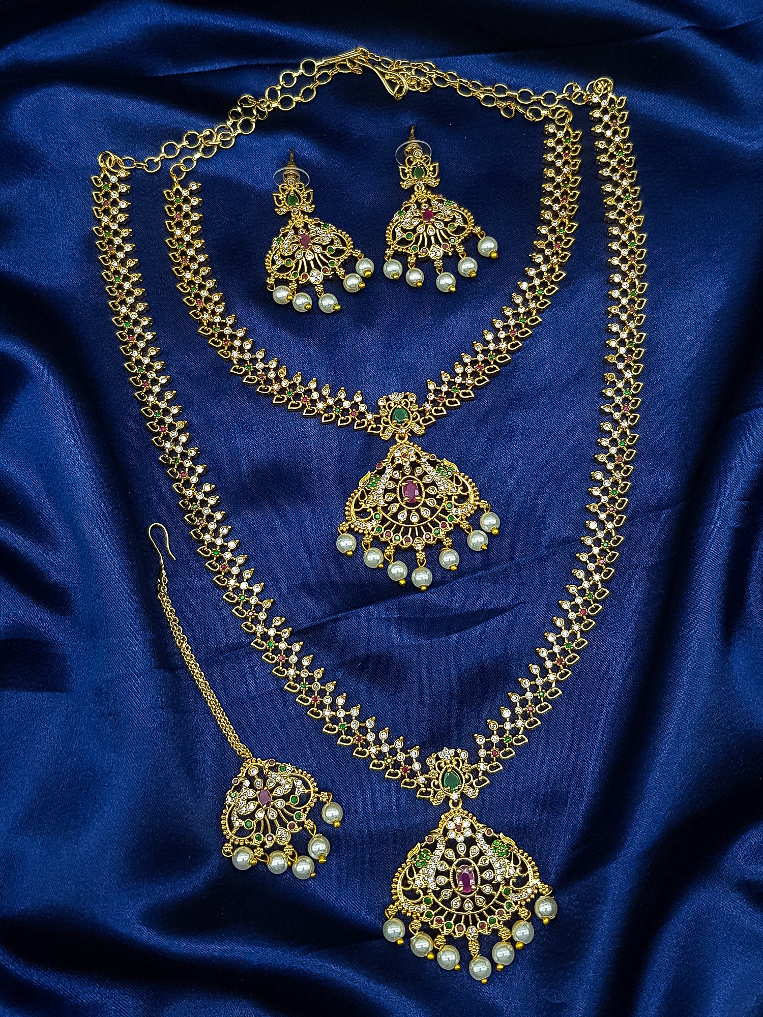 Premium Gold Finish Mehendi Gold finish Necklace Combo Set
