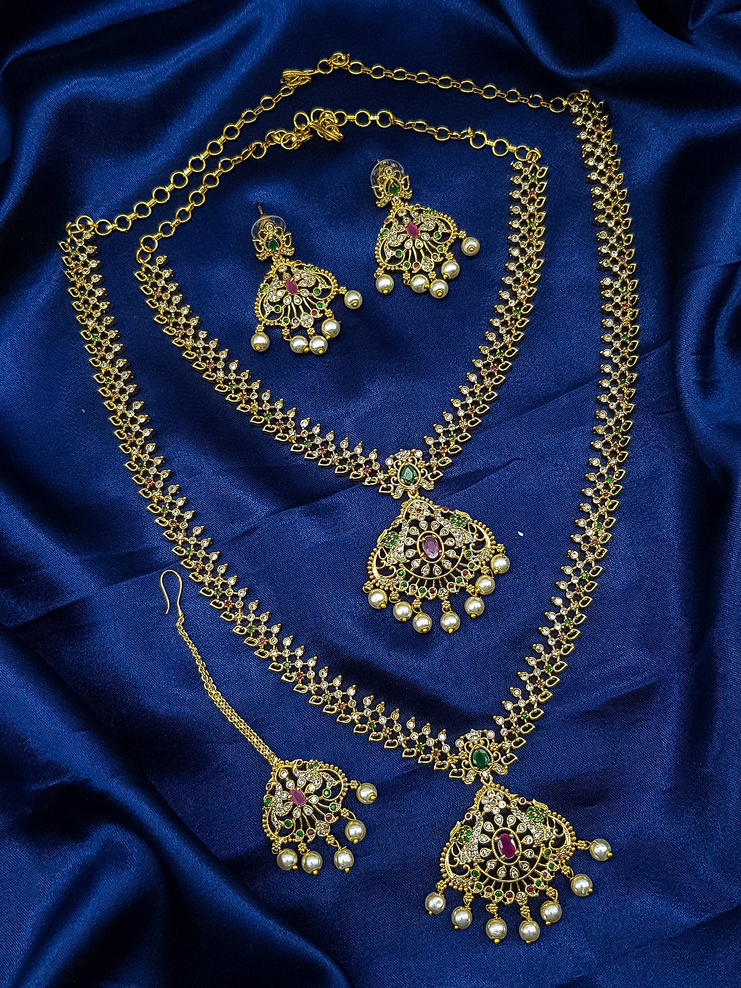 Premium Gold Finish Mehendi Gold finish Necklace Combo Set