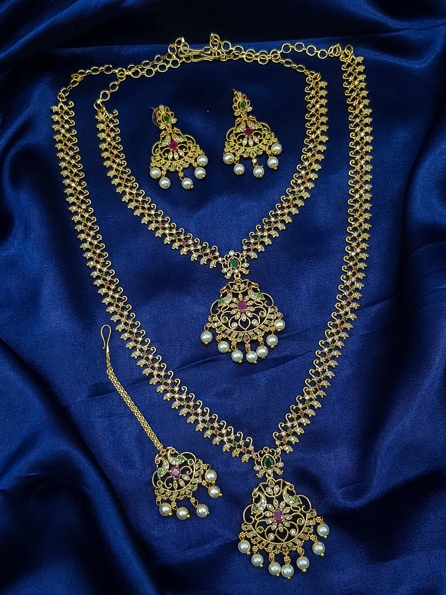 Premium Gold Finish Mehendi Gold finish Necklace Combo Set