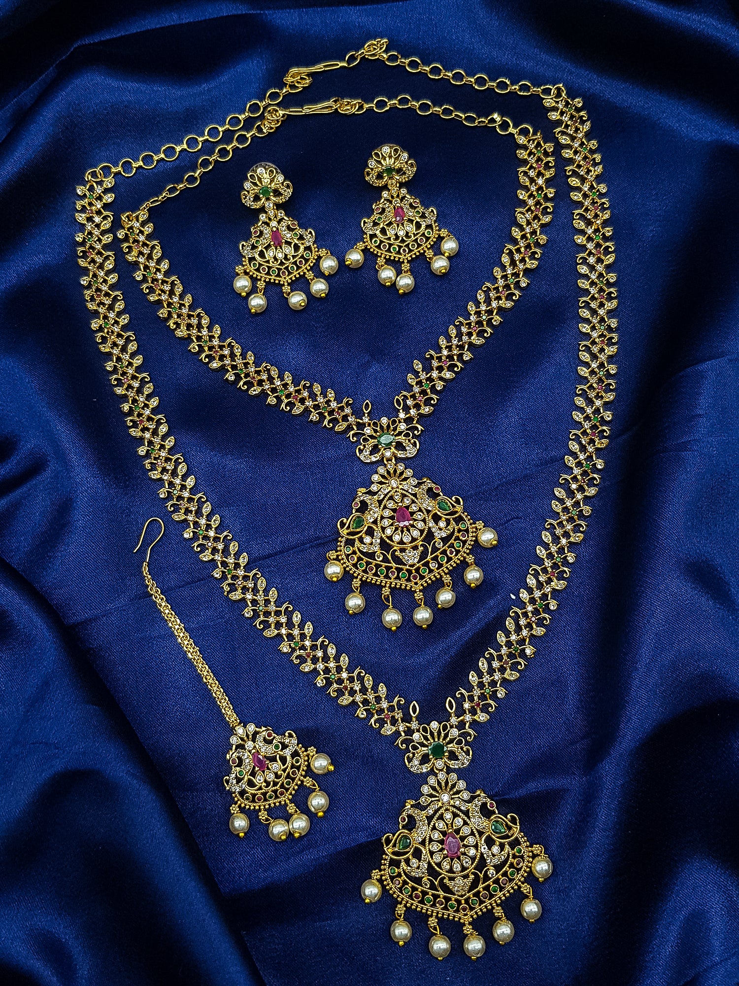 Premium Gold Finish Mehendi Gold finish Necklace Combo Set
