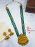 Gold Plated premium Necklace Set with green crystal Maala