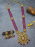 Gold Plated premium Necklace Set with Maroon crystal Maala