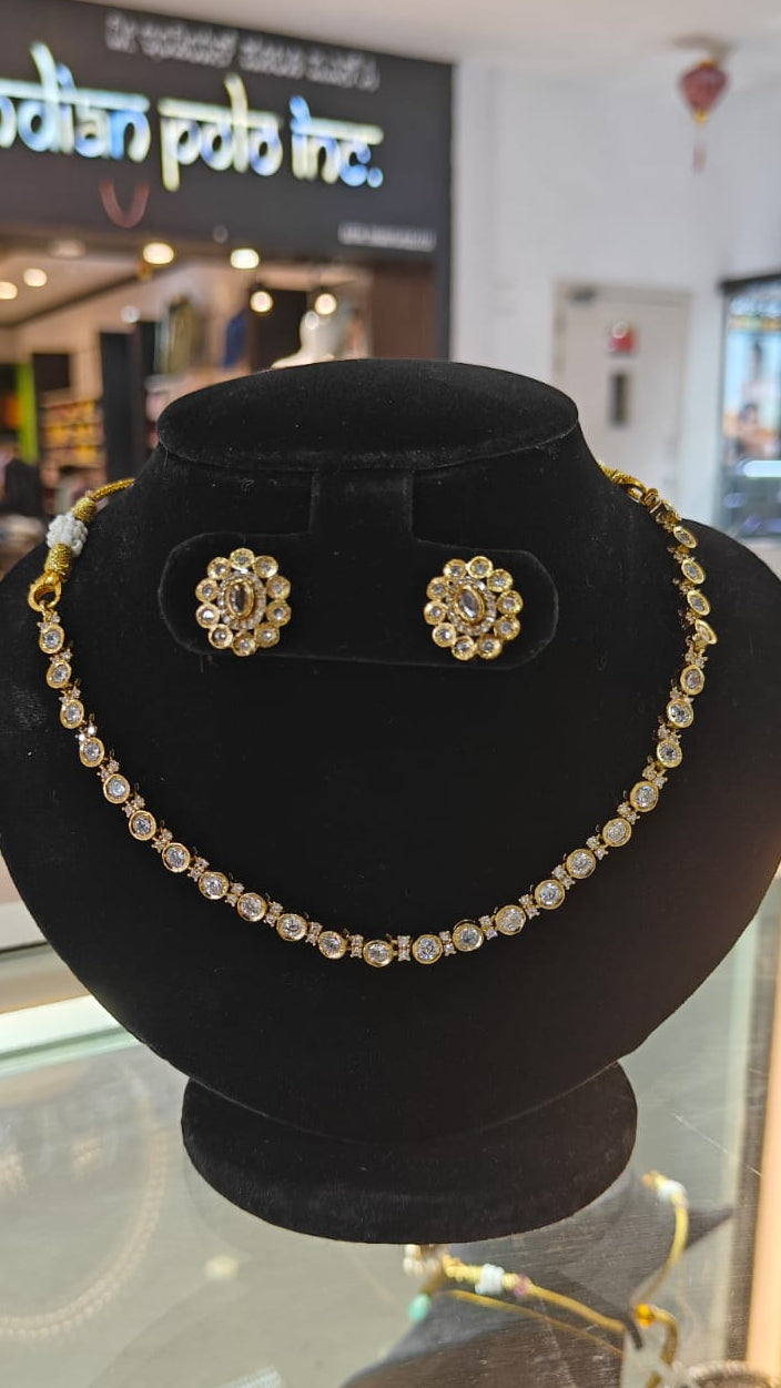 Premium Cz White Colour/Multicolor Elephant Short necklace Set