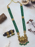 Gold Plated premium Necklace Set with green crystal Maala