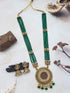 Gold Plated Premium Necklace Set with Green Crystal  0825Maala