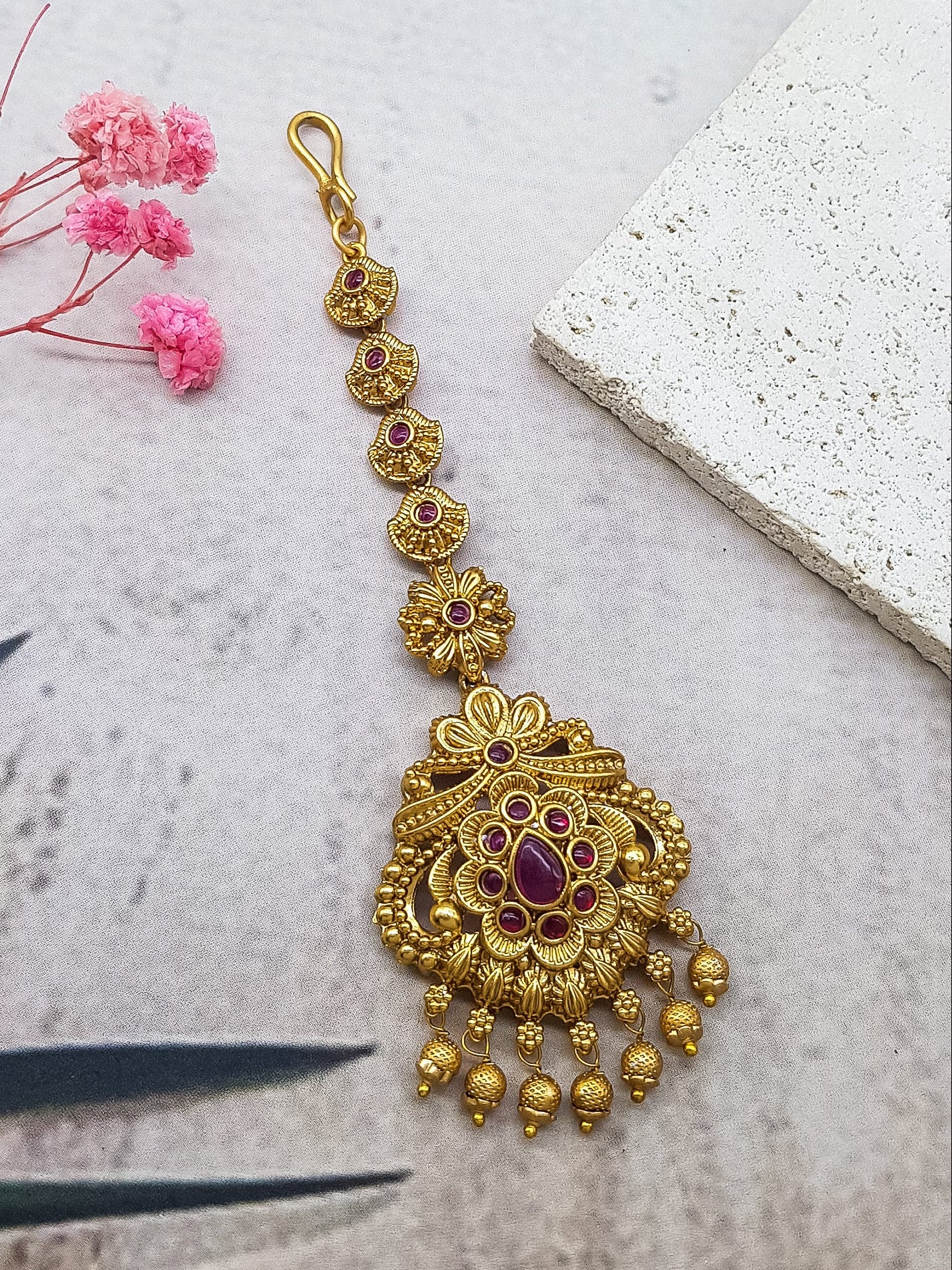 Gold Plated Traditional Bridal Maang Tikka