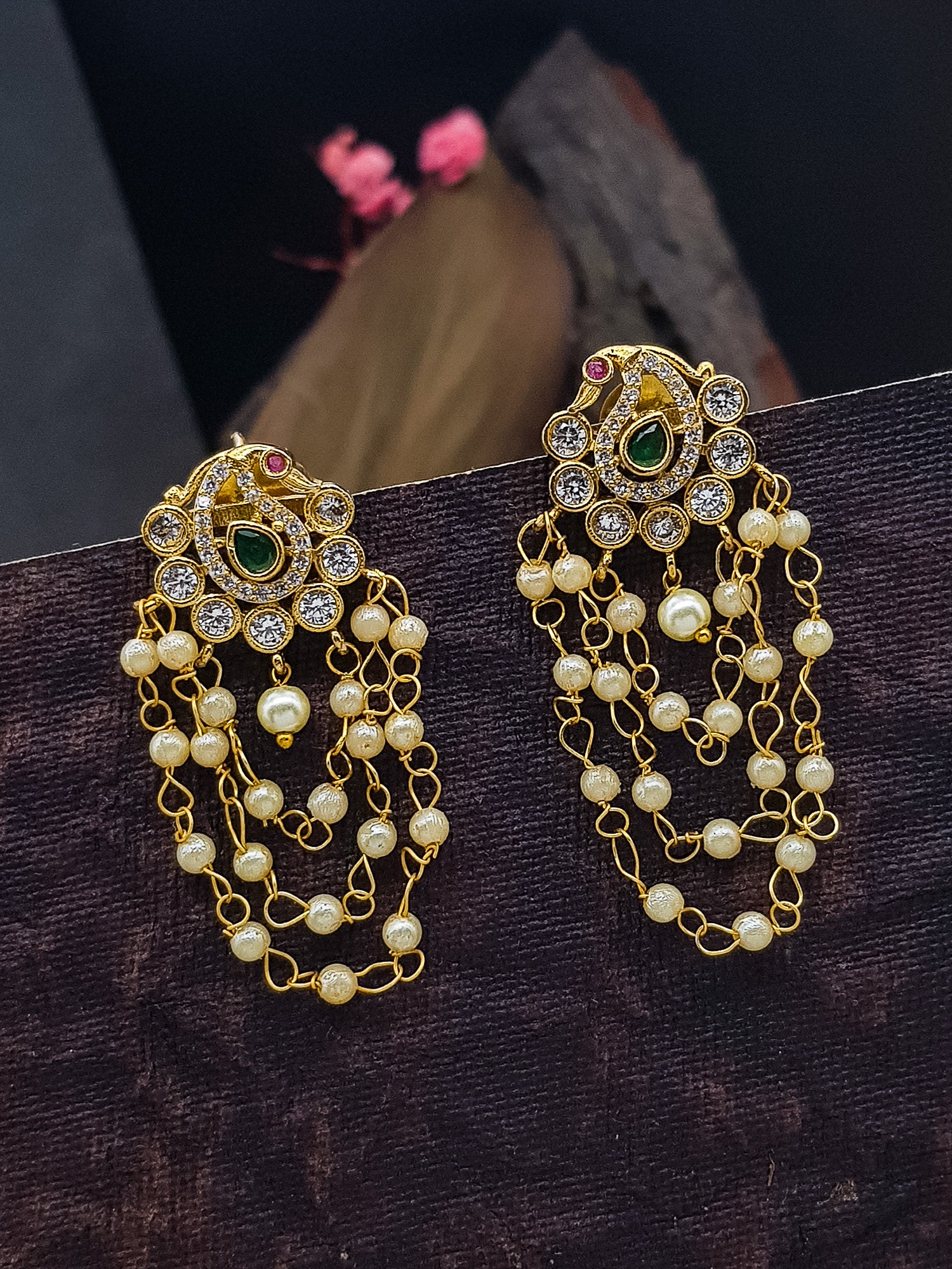 Premium gold plated Real cz stone dangler/Jhumki/Earring