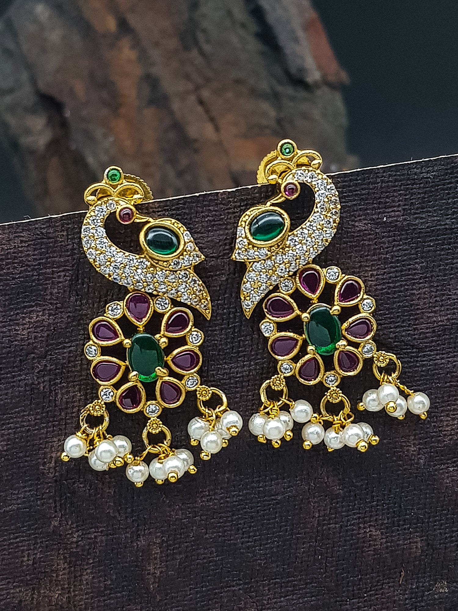 Premium gold plated Real zercon stone dangler/Jhumki/Earring