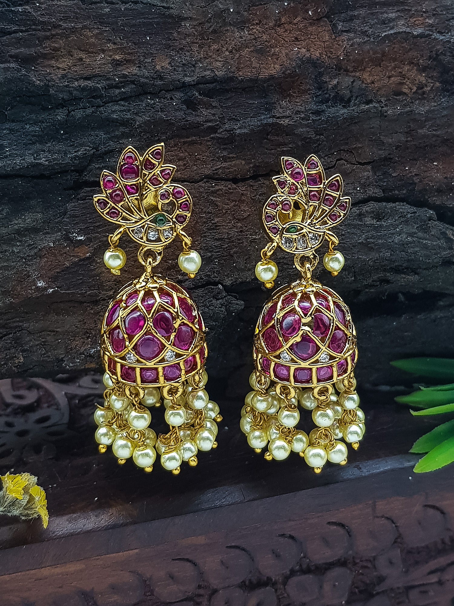 Premium gold plated Real zercon stone dangler/Jhumki/Earring