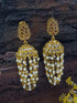 Premium gold plated Real zercon stone with pearl hangings dangler/Jhumki/Earring